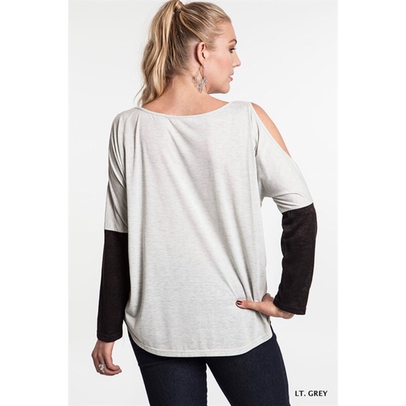 Cold Shoulder Color Block Top - Picture 2 of 4