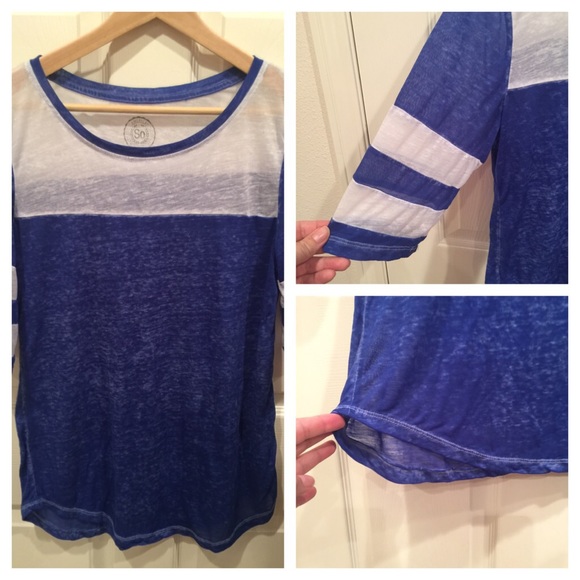 Blue and White Jersey Style Top - Picture 2 of 3