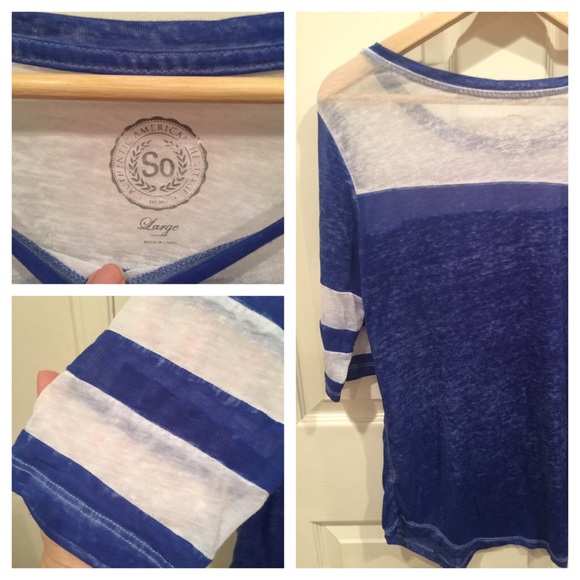 Blue and White Jersey Style Top - Picture 3 of 3