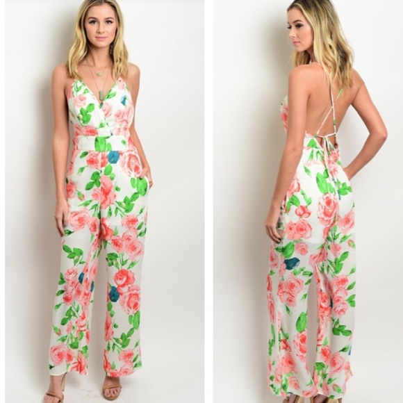Citrus And Lavender Lane Dresses & Skirts - White Floral Jumpsuit Citrus And Lavender Lane Dresses & Skirts - White Floral Jumpsuit