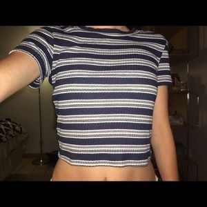 cropped striped t shirt