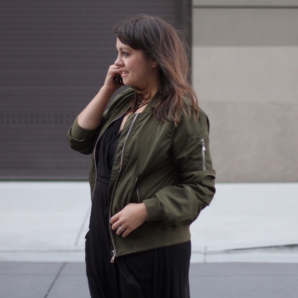 Olive Bomber Jacket - Picture 2 of 6