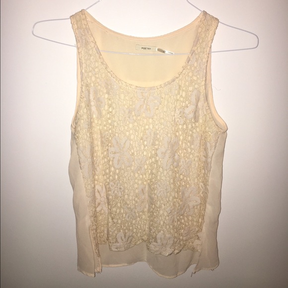Tan flowy lace tank top/shirt