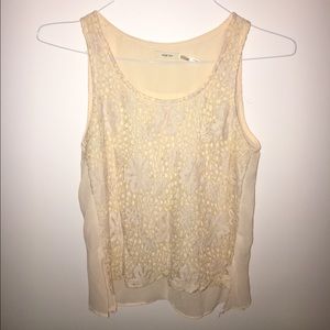 Tan flowy lace tank top/shirt