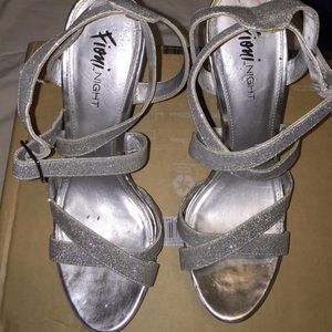 prom or homecoming sparkly silver heels