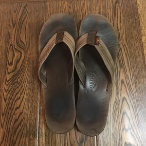 Rainbow brown flip flops
