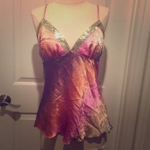 Gold sequin girls night out/party top size M