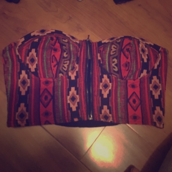 Super sexy zipup Aztec print corset top