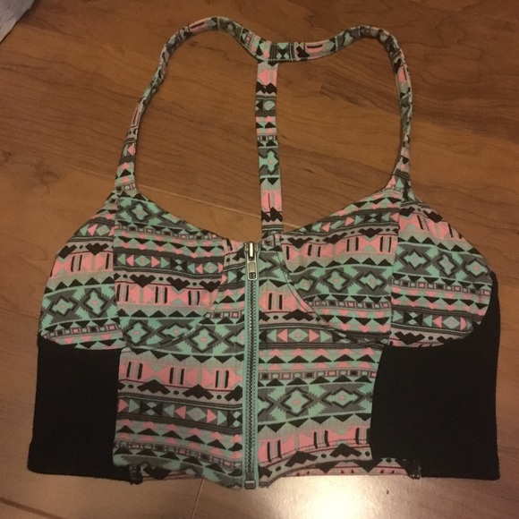 Sexy back sexy front zipup corset crop top