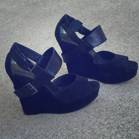 Nine West Suede and Leather Wedges