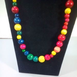 Vintage multi colored wooden beads necklace