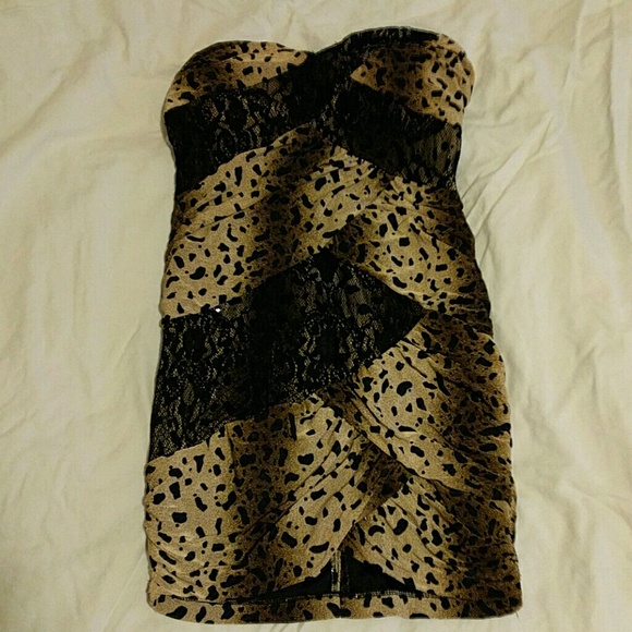 💕EVERYTHING MUST GO💕Lace/leopard minidress
