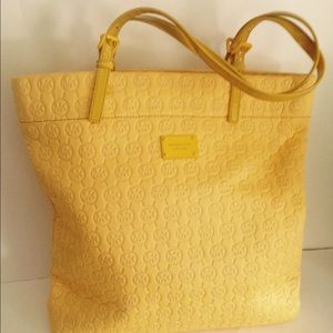 😍Micheal Kors yellow bright mk logo shoulder tote