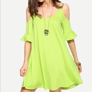 Fruit green open shoulder dress