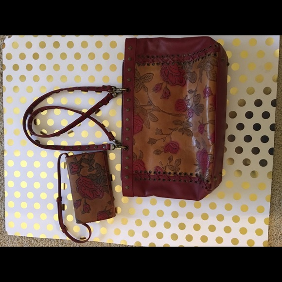 Italian leather handbag with matching wallet.