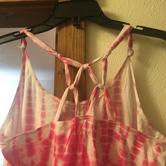 Pink Tie Dye Tank with Back Detail - Picture 3 of 4