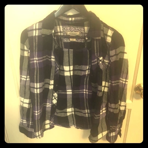 Arizona Jeans Company purple plaid snap up