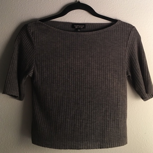 Topshop gray raw cut crop top