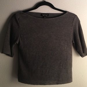 Topshop gray raw cut crop top