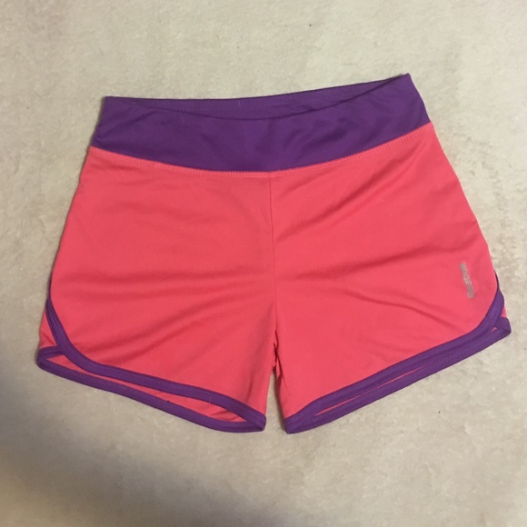 Pink and purple reebok shorts