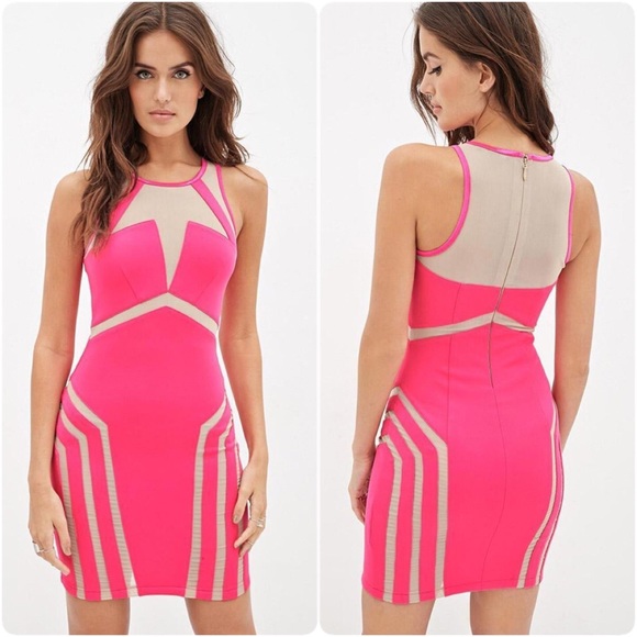 NWT Forever 21 | Mesh-Paneled Bodycon Dress - Picture 2 of 3