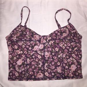 Garage Purple Floral Tank Crop Top
