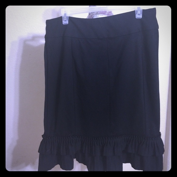LAPIS Black Pleaded Ruffle Skirt [SK-50]