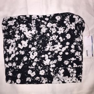 Garage Floral Black and White Tube Top