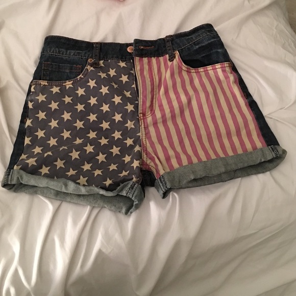 American Flag Shorts High Waisted