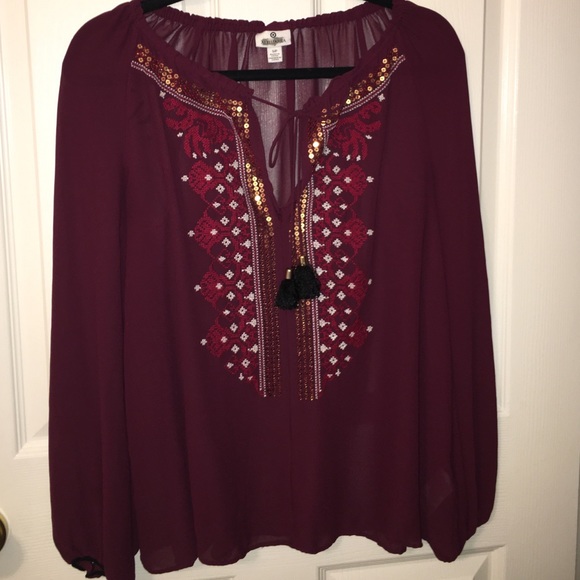 Altuzarra Burgundy Long Sleeve Blouse
