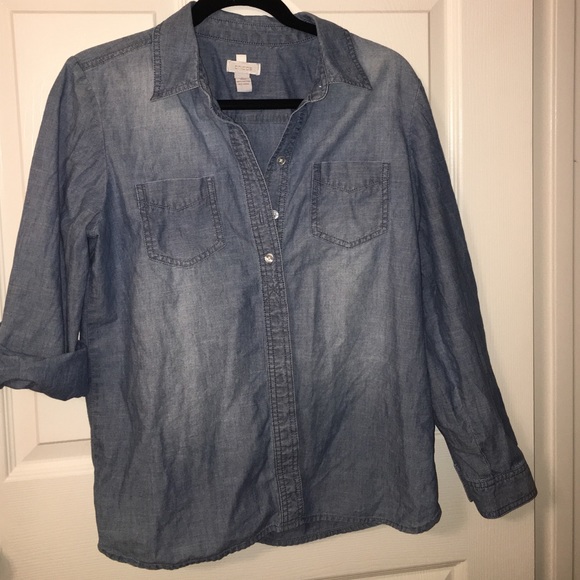 Chicos 100% Cotton Blue Chambray Top