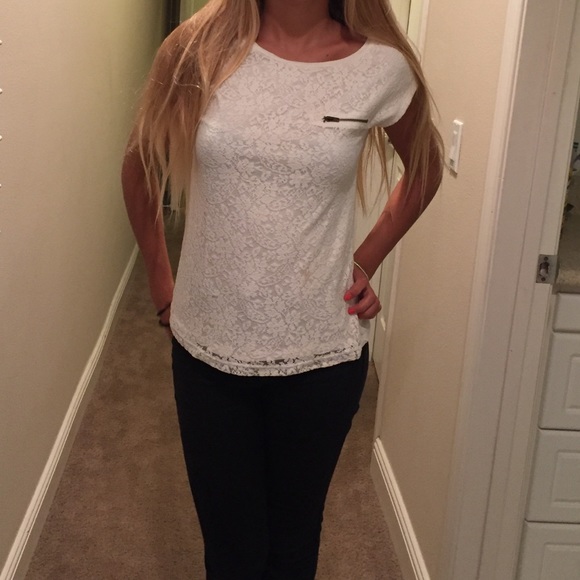 white floral lace blouse