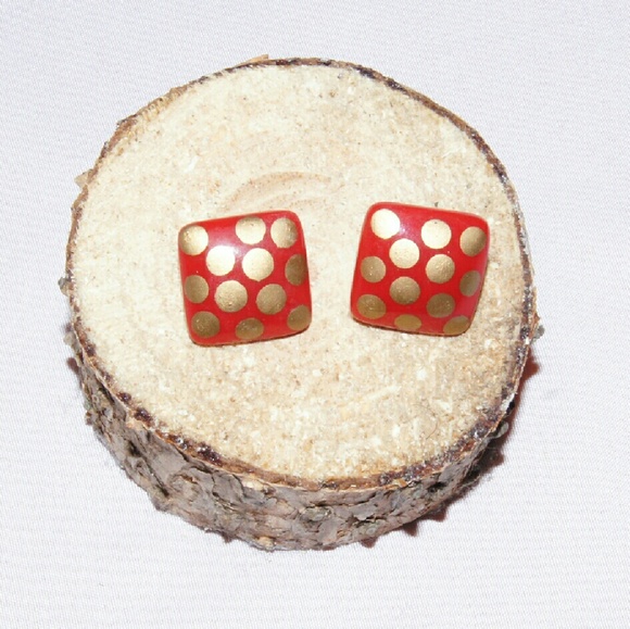 Beautiful red and gold spotted earrings - Picture 3 of 4