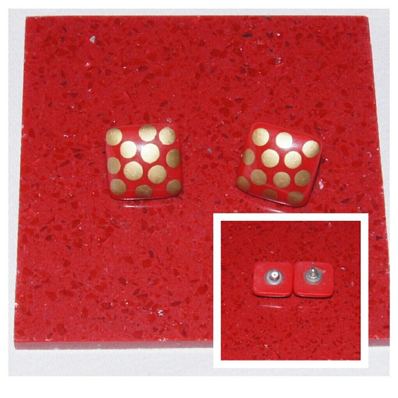 Beautiful red and gold spotted earrings - Picture 2 of 4