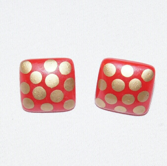 Beautiful red and gold spotted earrings - Picture 4 of 4