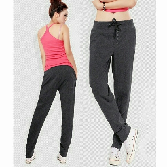 Sports Casual Hip-Hop Dark Grey Pants Women's Hare