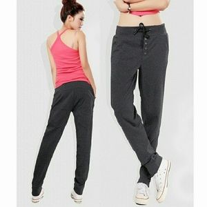 Sports Casual Hip-Hop Dark Grey Pants Women's Hare