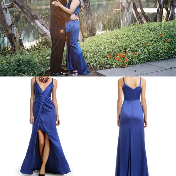 badgley mischka royal blue dress