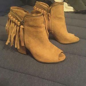 DV suede tassel zipper ankle booties