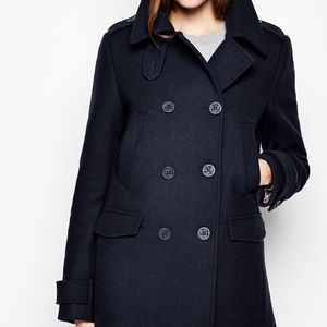 Jack Wills Double-Breasted Peacoat- Navy Blue