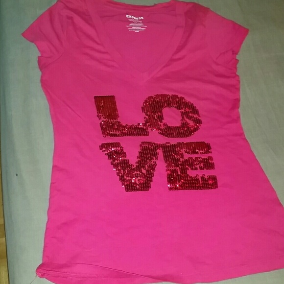 Express hot pink love logo t-shirt