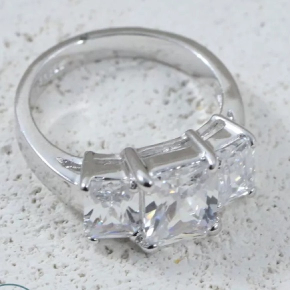 Sterling silver emerald cut CZ ring
