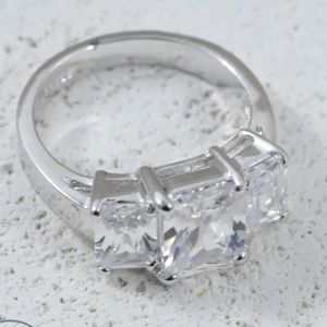 Sterling silver emerald cut CZ ring