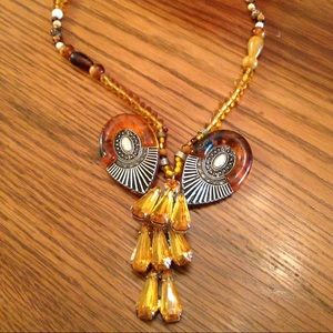 Amber colored vintage necklace