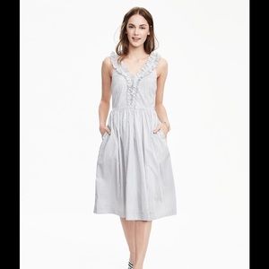 Striped dress w/ruffled v-neck, Banana Republic