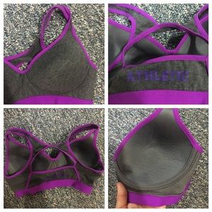 Heather Gray/Purple Racer Back Sports Bra