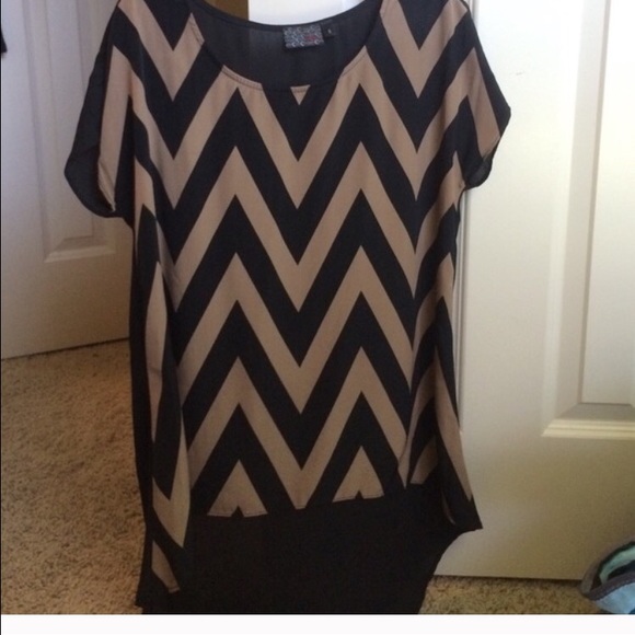 Black and Tan chevron blouse