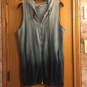 LF tye dye sweater vest zip down with hood