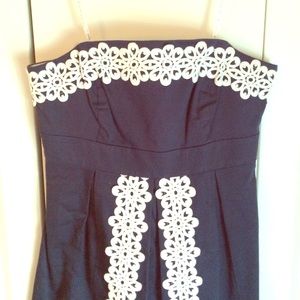 Lily Pulitzer navy strapless dress