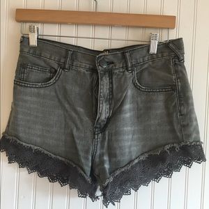 Free people denim lace shorts